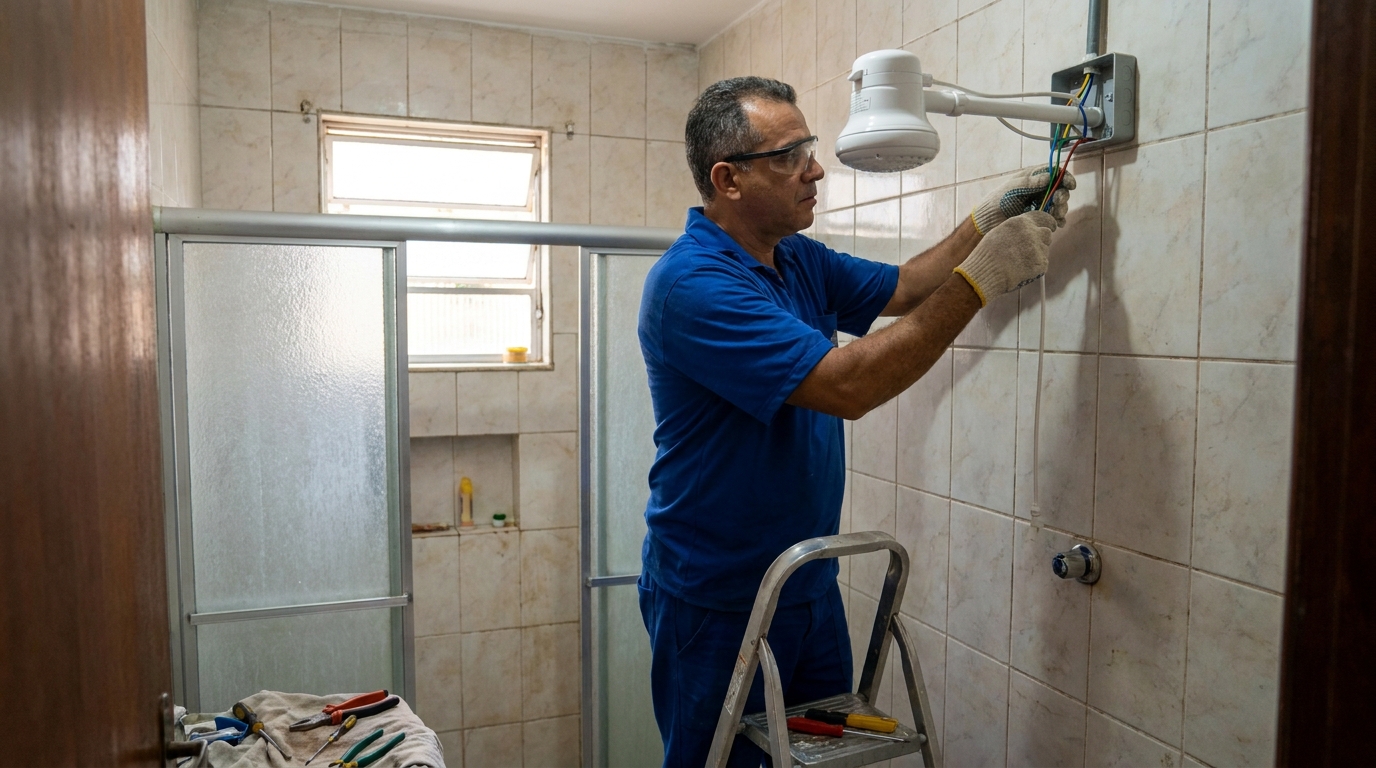 Substituição de Chuveiro Antigo em Curitiba‑PR